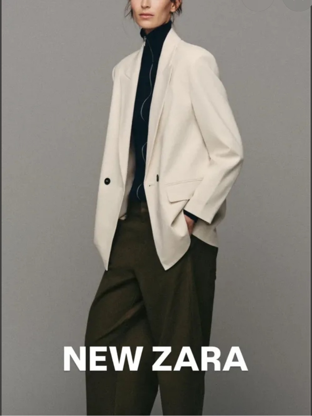 Ladies Zara Off-White Single-Breasted Blazer